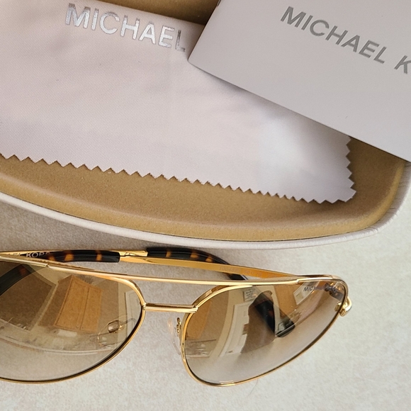 Michael Kors Gold Aviator Sunglasses - Picture 1 of 8